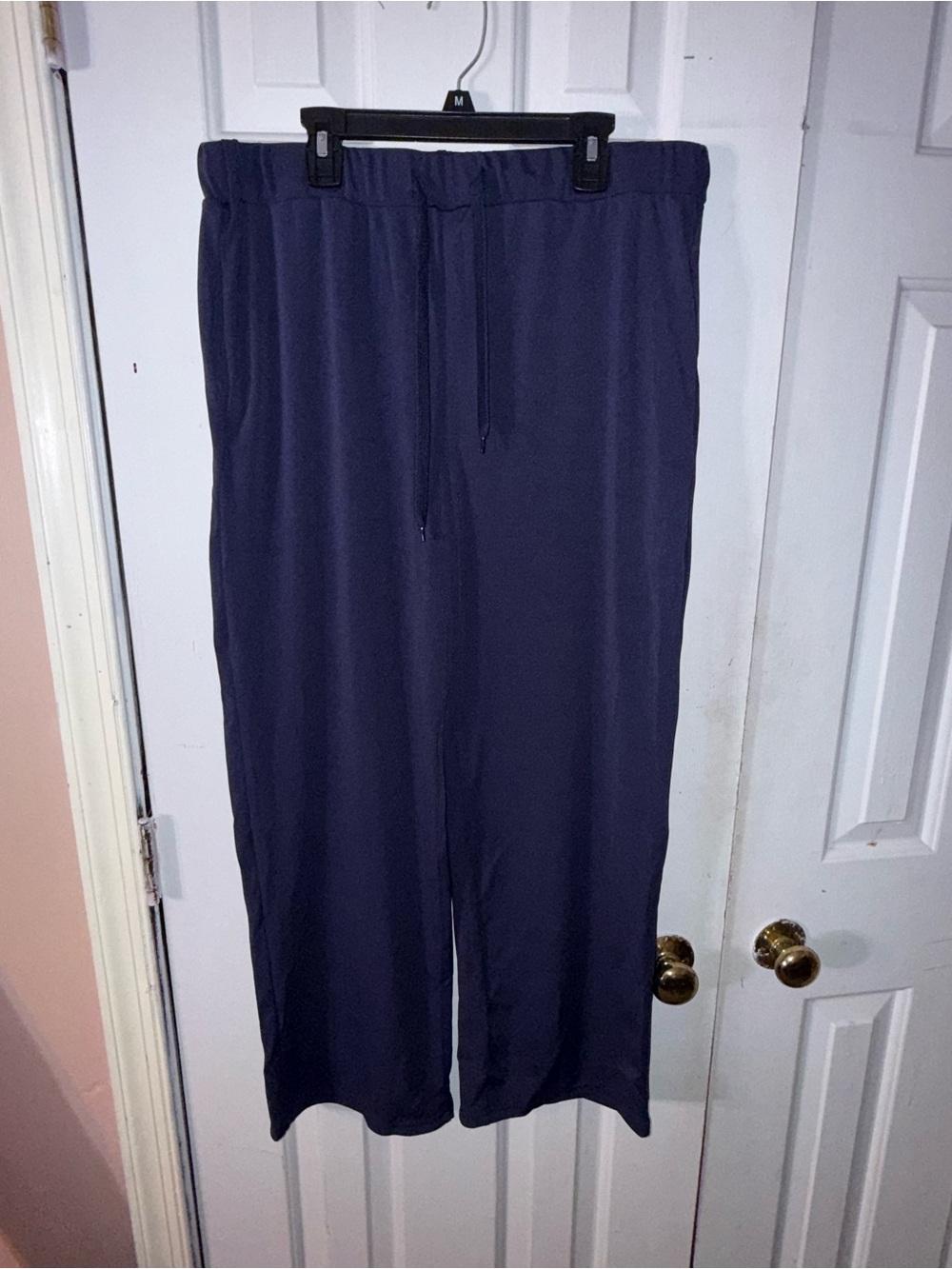 Navy Drawstring Wide-Leg Pants